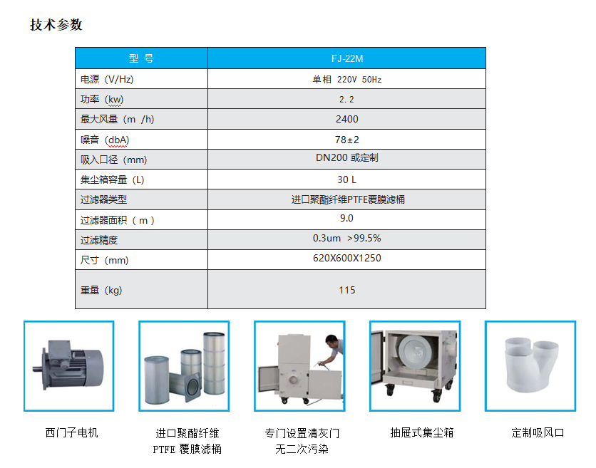 FJ-22M工業(yè)集塵器技術參數(shù)